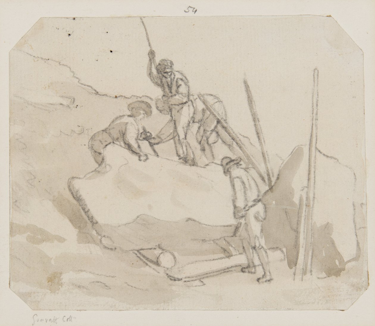 Quarrymen (penna, pensel & grå tvätt på papper) av Paul Sandby
