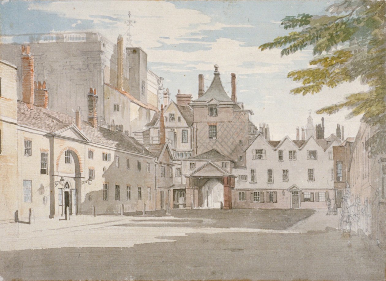 Scotland Yard med en del av Banketthuset, Whitehall, Westminster, London, c1776 av Paul Sandby