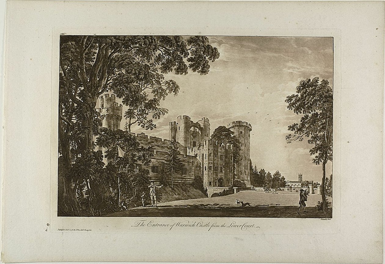 Ingången till Warwick Castle från nedre domstolen, skylt 2 av Paul Sandby