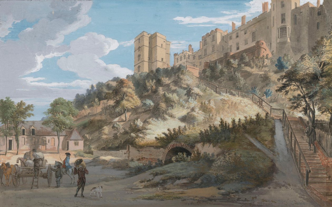 De hundra trappstegen och Winchester Tower, Windsor Castle, Berkshire av Paul Sandby