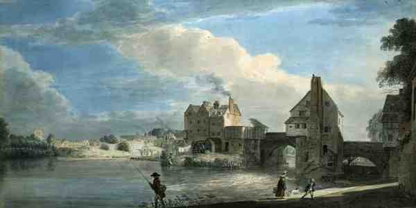The Old Bridge at Shrewsbury (akvarell på papper) av Paul Sandby