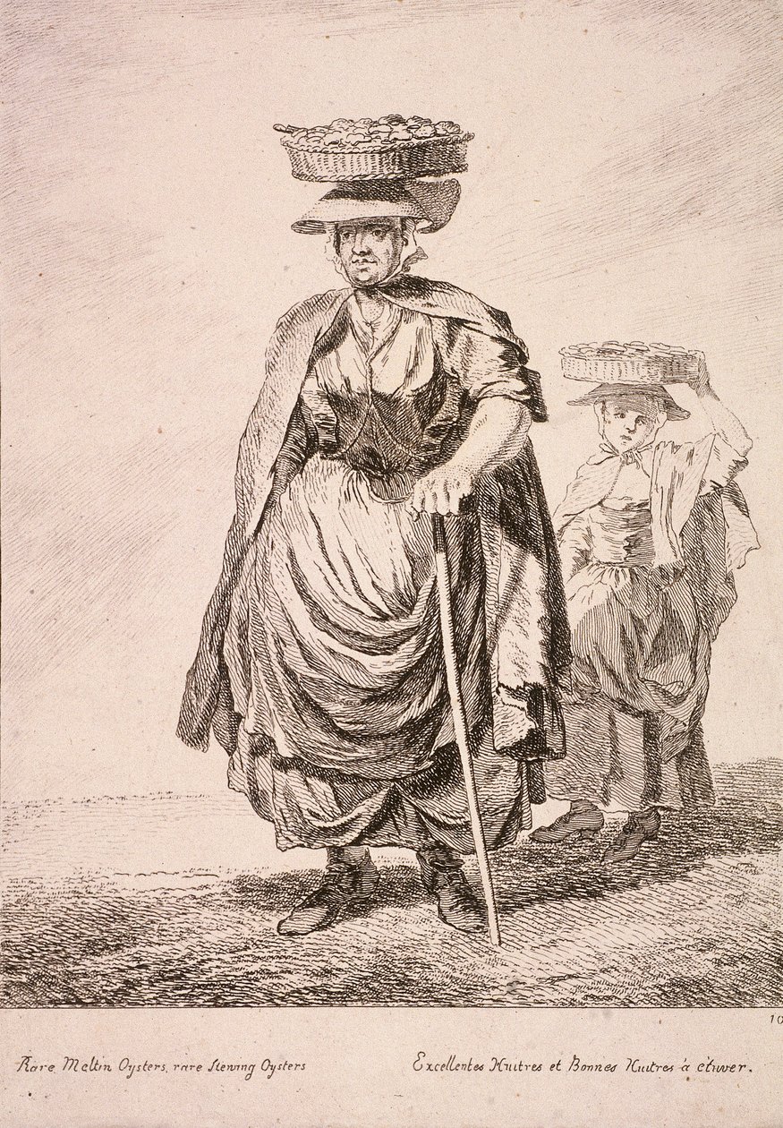 Två ostronsäljare, Cries of London, 1760 av Paul Sandby