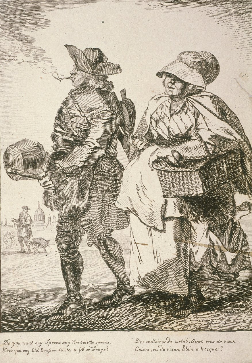 Två skedförsäljare, Cries of London, 1760 av Paul Sandby