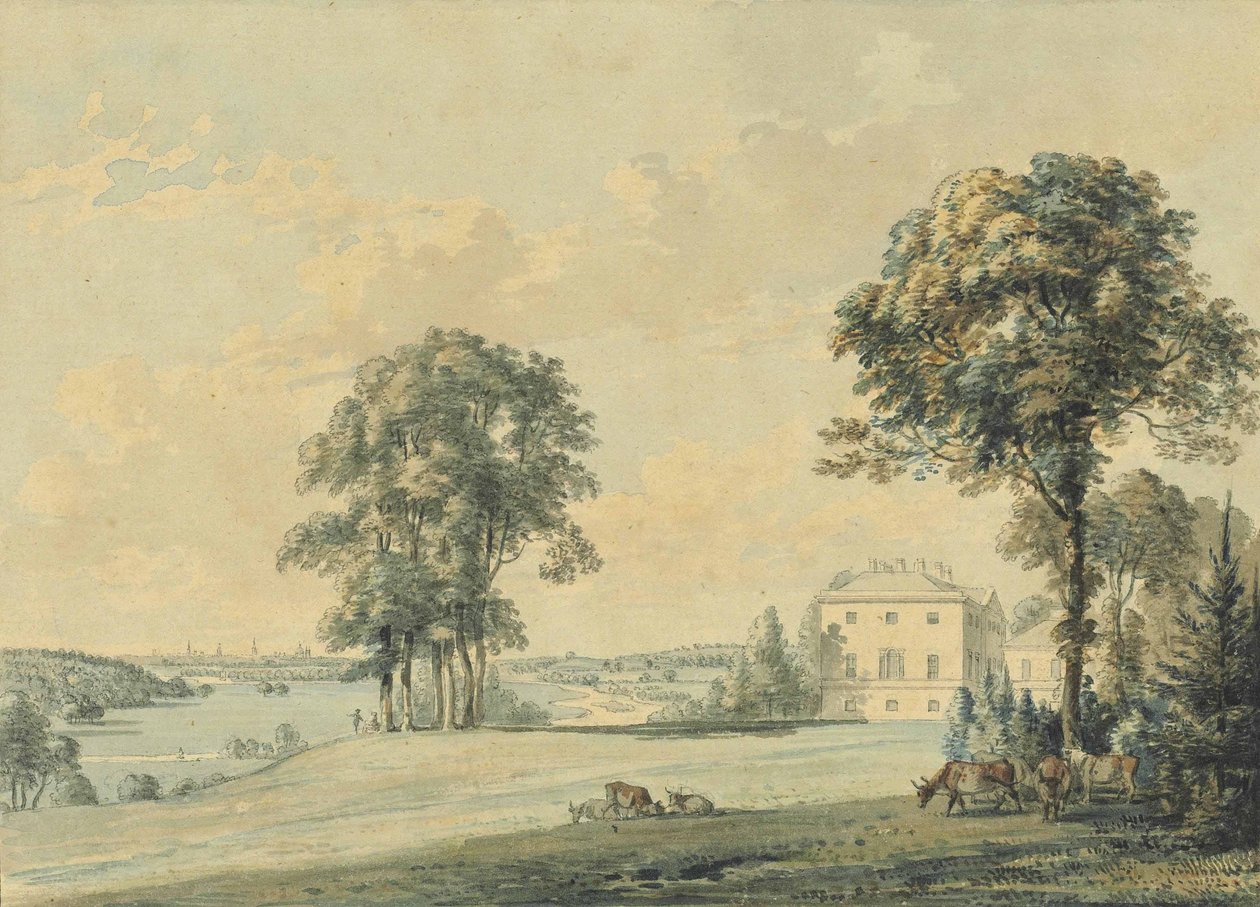 Utsikt över Nuneham House, Nuneham Courtenay, Oxfords spiror bortom av Paul Sandby