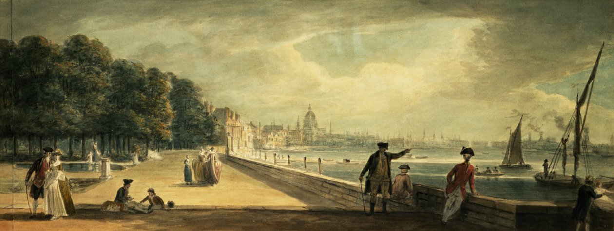 Utsikt över staden från terrassen i Somerset House av Paul Sandby