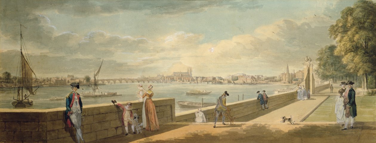 Utsikt mot Westminster från Somerset House terrass av Paul Sandby