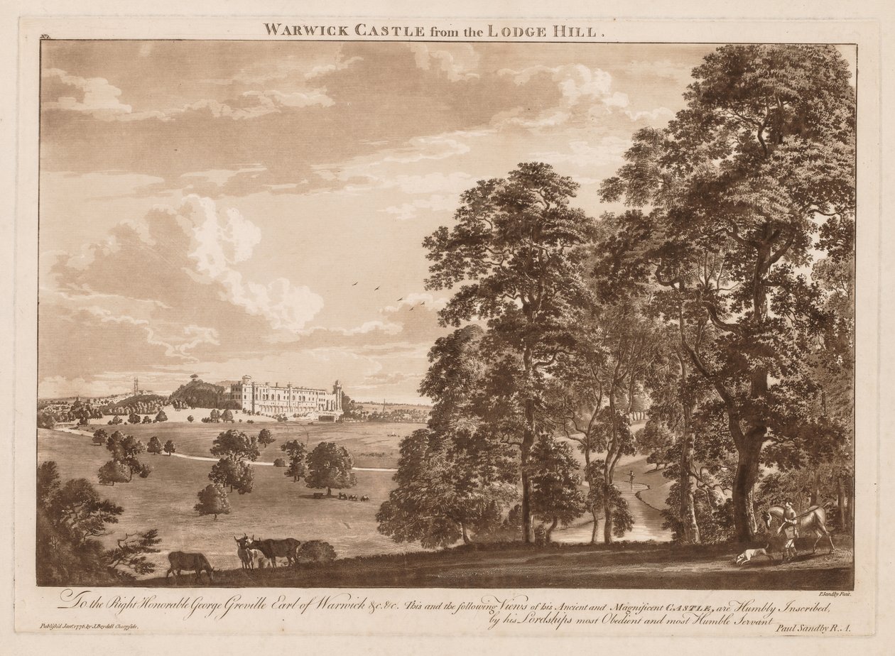Utsikt över Warwick Castle: Warwick Castle från Lodge Hill av Paul Sandby