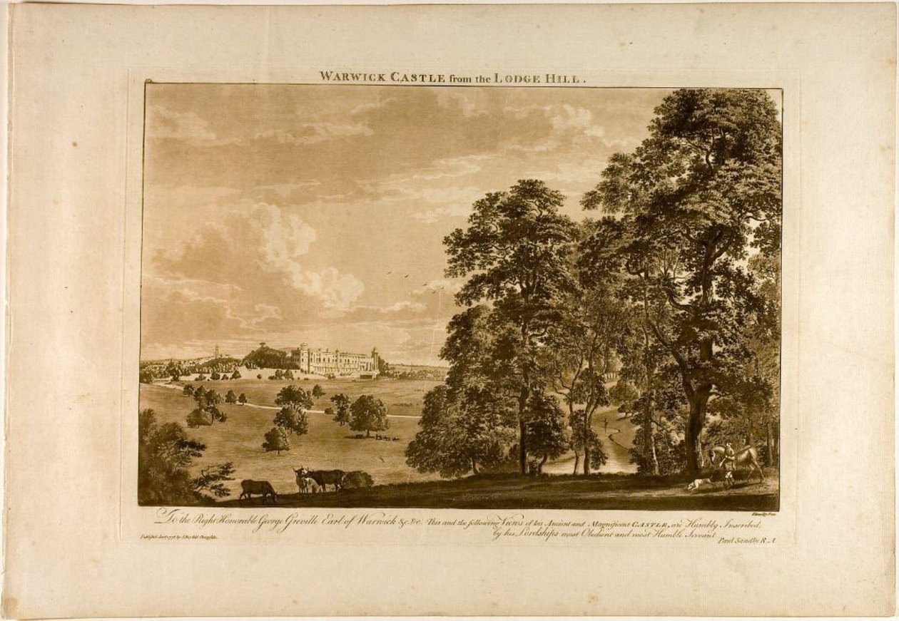 Warwick Castle från Lodge Hill, skylt 1 av Paul Sandby