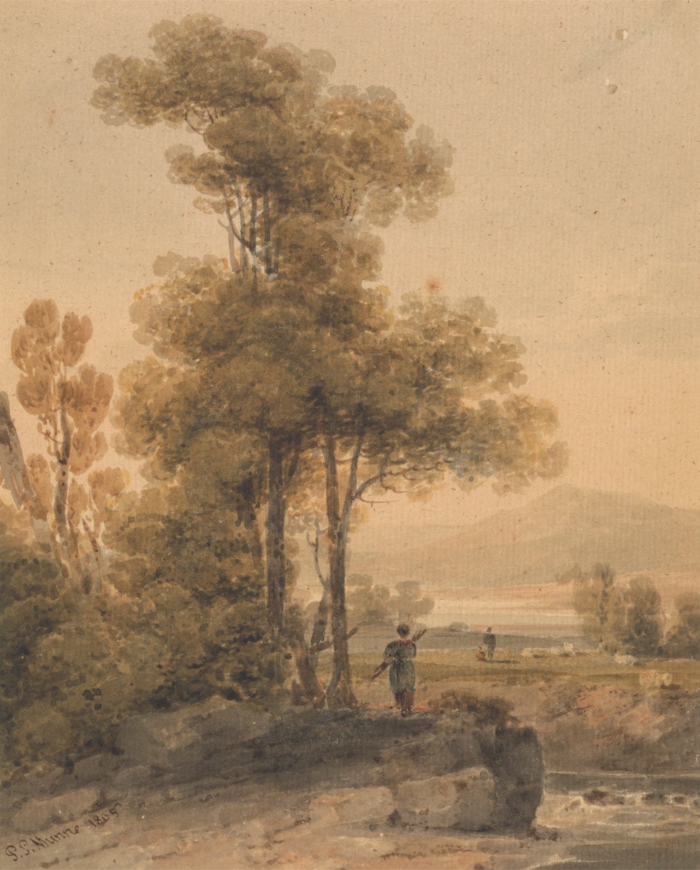 Landskap med figurer, Cromach vatten av Paul Sandby Munn