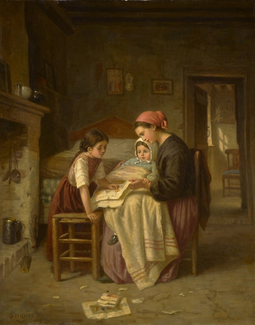 Det sjuka barnet, ca 1870-75 av Paul Seignac
