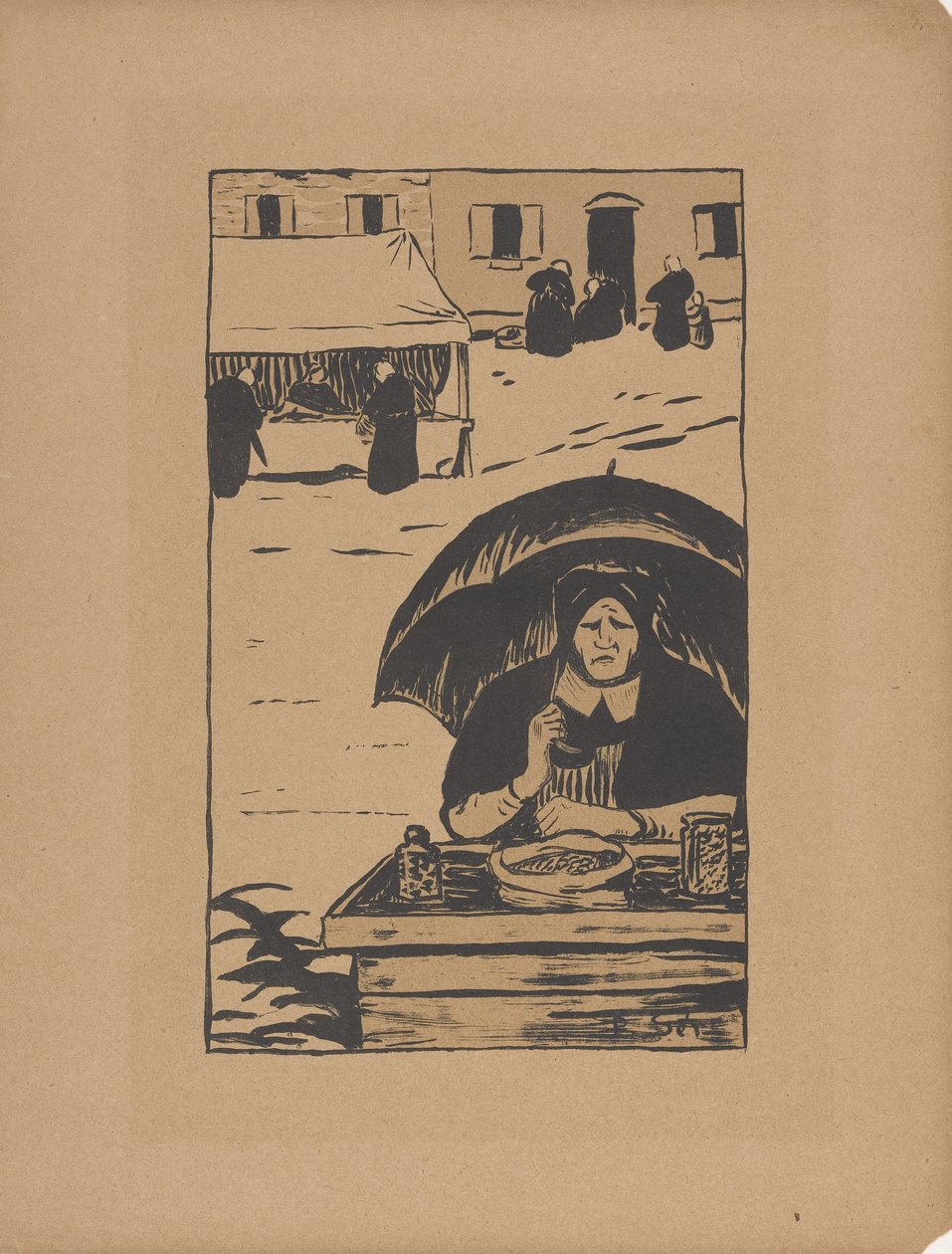 Gatuförsäljaren 1895 (lito i färg) av Paul Sérusier