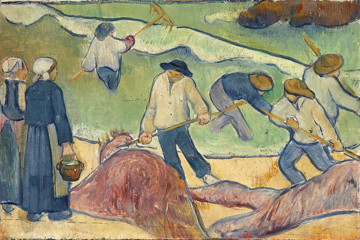 Litet landskap med tang-fiskare, av Serusier, Paul (1864-1927). Olja på kartong, c. 1889. Mått : 21,9x33,2 cm. Staedtische Galerie im Staedelschen Kunstinstitut, Frankfurt am Main av Paul Sérusier