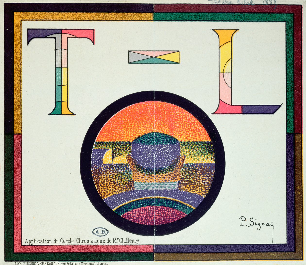 Tillämpning av Charles Henrys "Cercle Chromatique", 1889 av Paul Signac