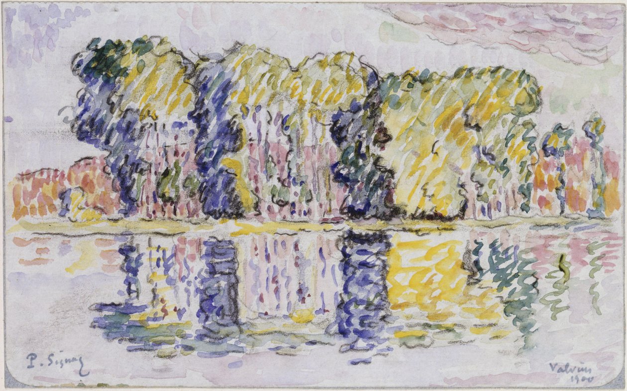 Trädgrupp vid vattnet av Paul Signac