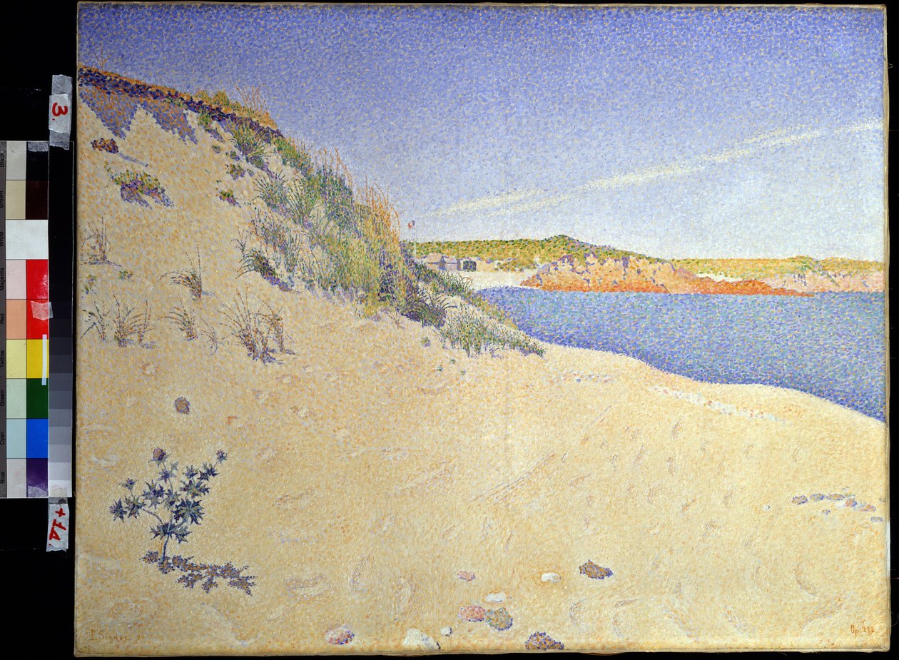 ""Seaside at Saint Briac sur mer in Ille et villaine"" (Stranden vid Saint-Briac. Op. 212 (Sandstrand)) Målning av Paul Signac (1863-1935) 1890 Pointillism Dim. 65x81 cm Pouchkine Museum, Moskva av Paul Signac