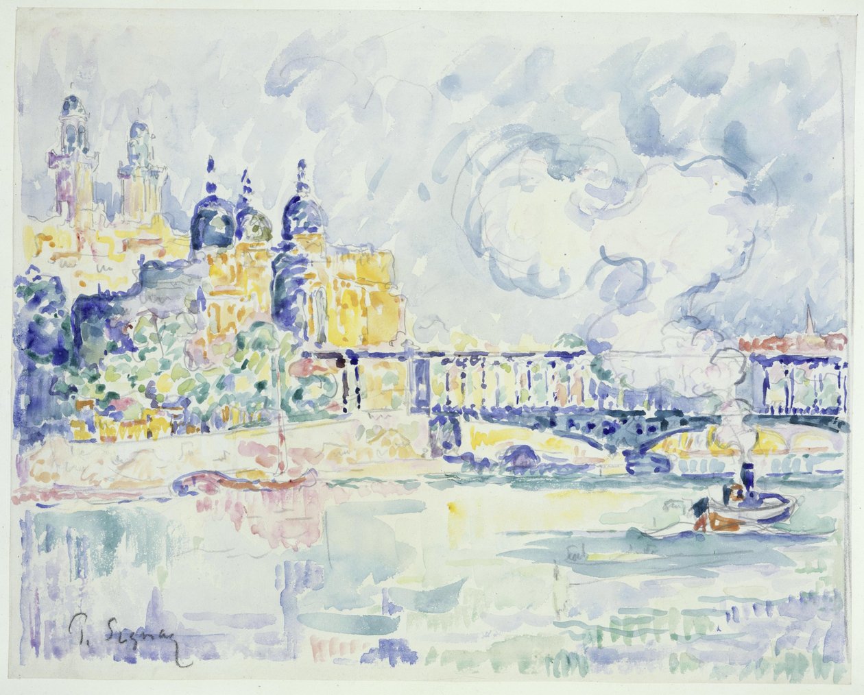 Seinen med Trocadéro och Pont de Passy i Paris av Paul Signac