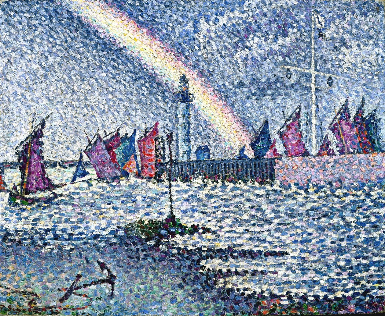 Entré till hamnen i Honfleur (olja på duk) av Paul Signac
