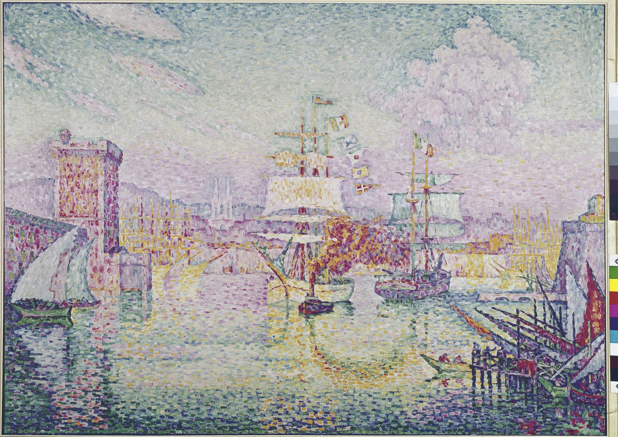 Inträde till hamnen i Marseille (olja på duk av Paul Signac