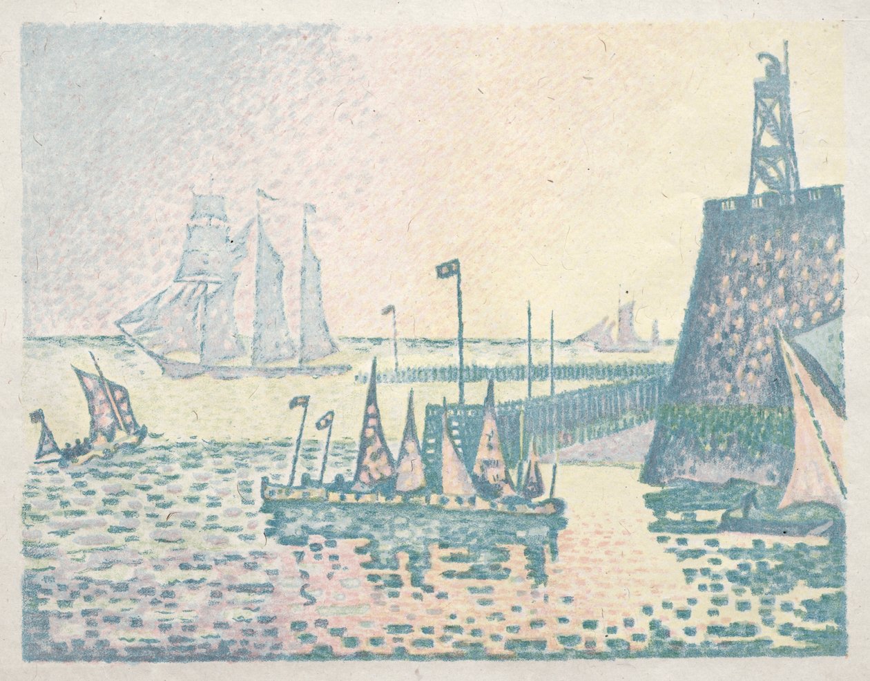 Kväll, Bryggan i Vlissingen, 1898. av Paul Signac