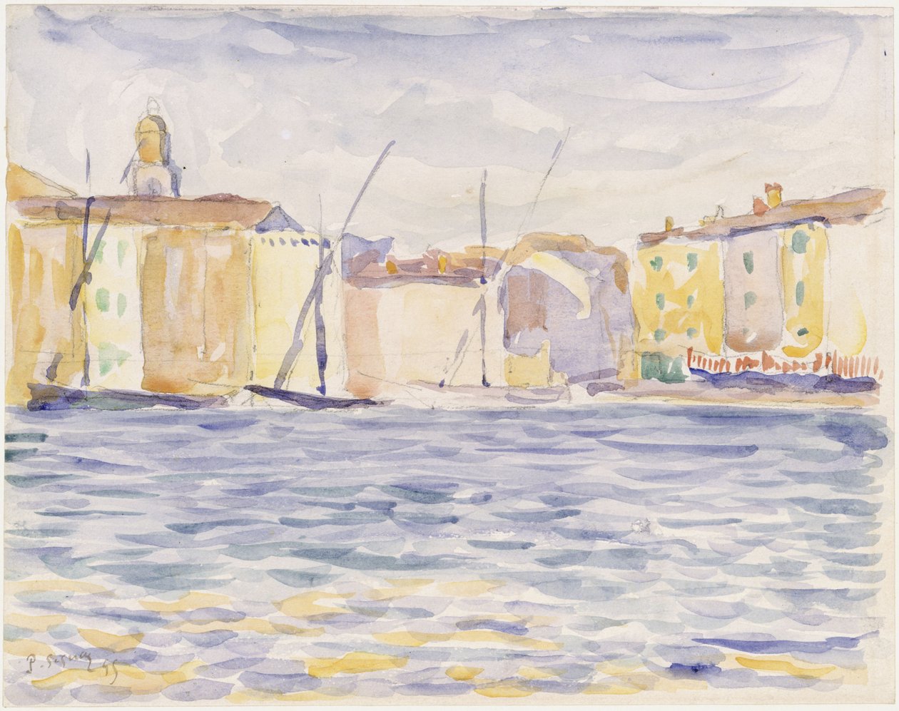 Hus vid en landningsplats i södern av Paul Signac