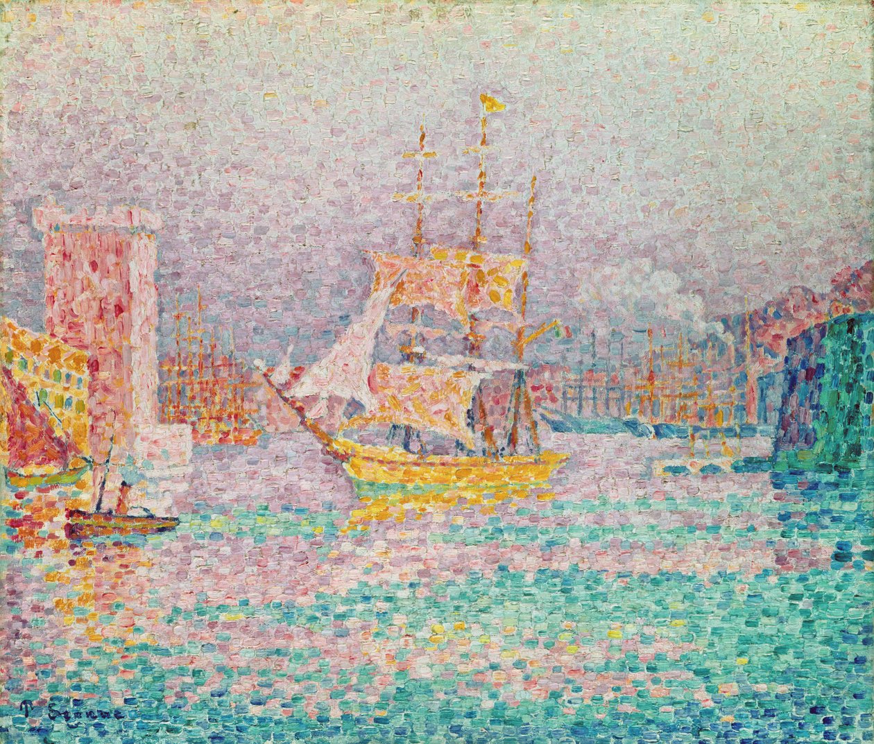 Hamnen i Marseille, ca 1906 av Paul Signac