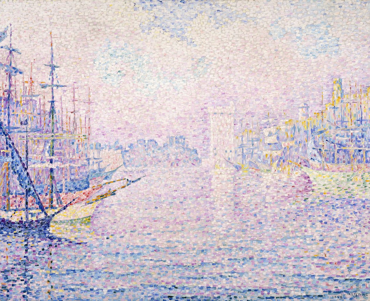 Marseilles hamn, Morgondimma, 1906 av Paul Signac