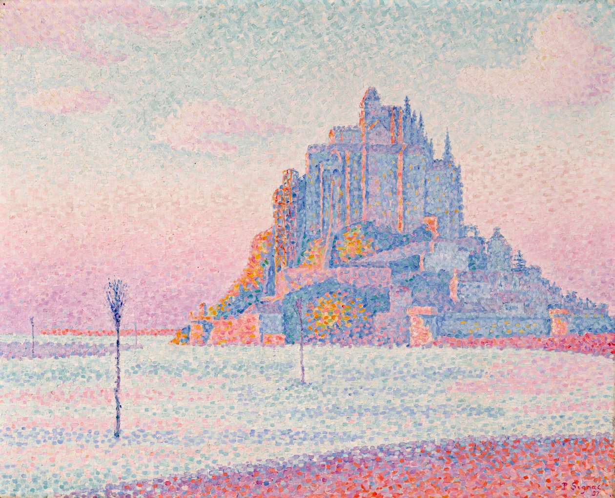 Mont Saint-Michel, solnedgång av Paul Signac