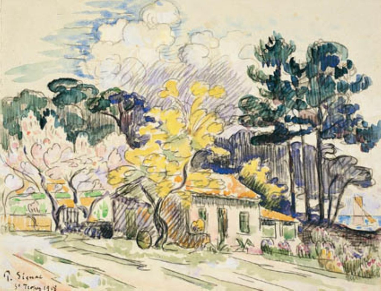 Saint Tropez. Skjulet (?) av Paul Signac