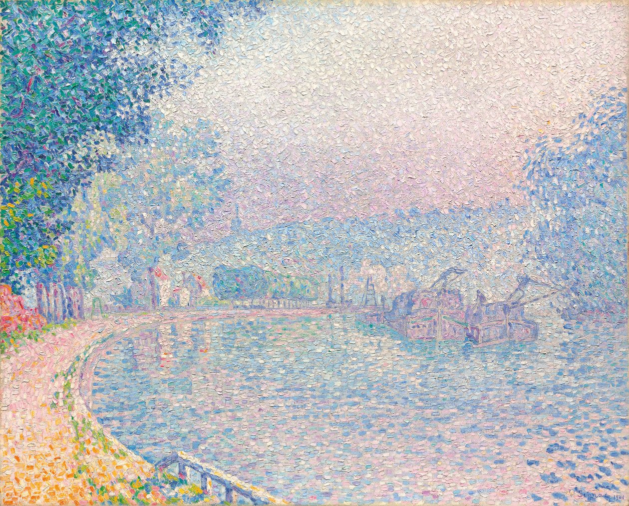 Samois, La Berge, morgon, 1901 av Paul Signac