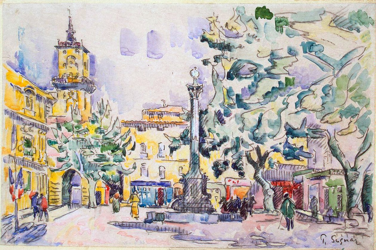 Torget på Hotel de Ville i Aix-en-Provence, tidigt 1900-tal av Paul Signac