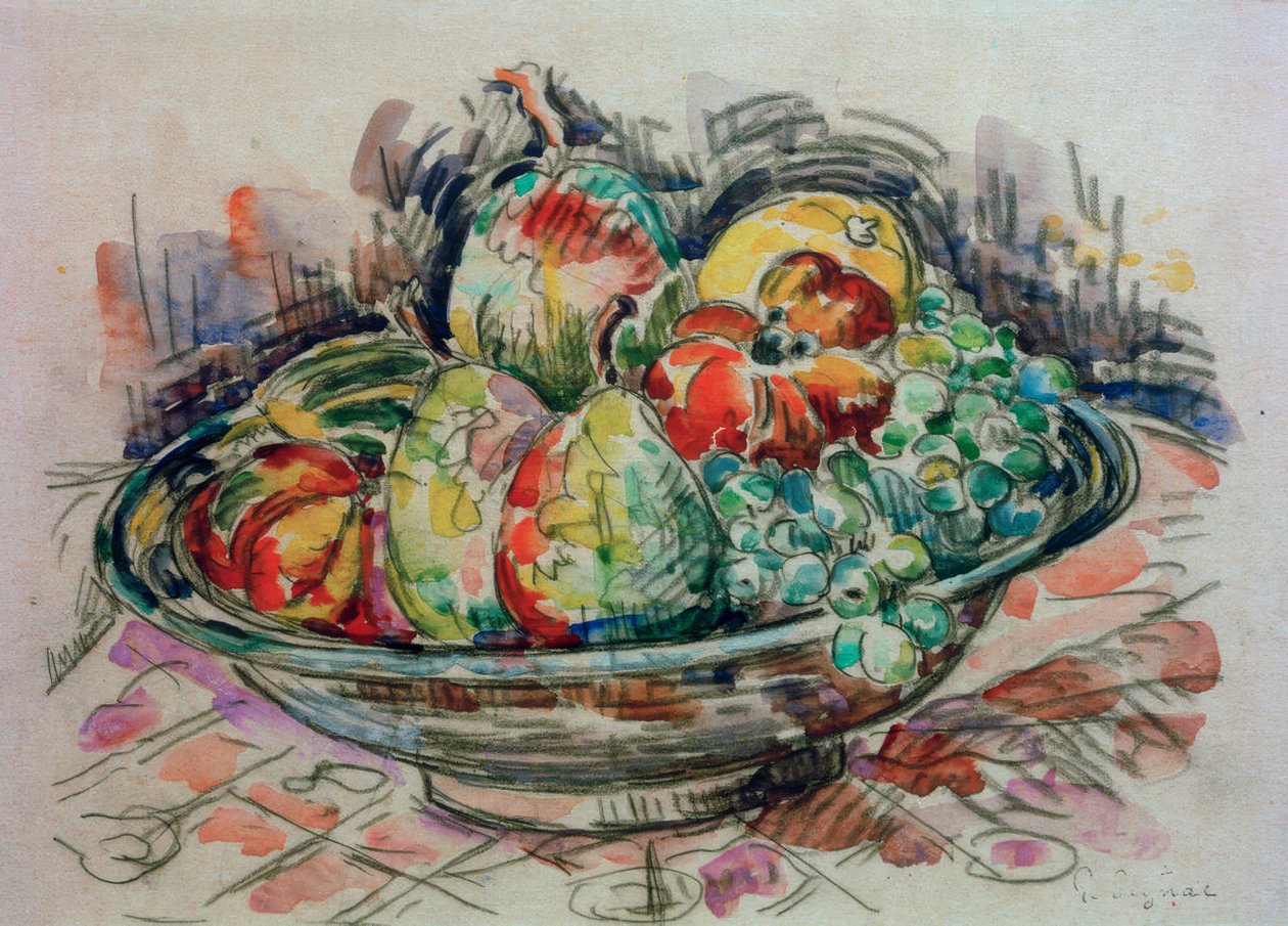 Stilleben med fruktskål av Paul Signac