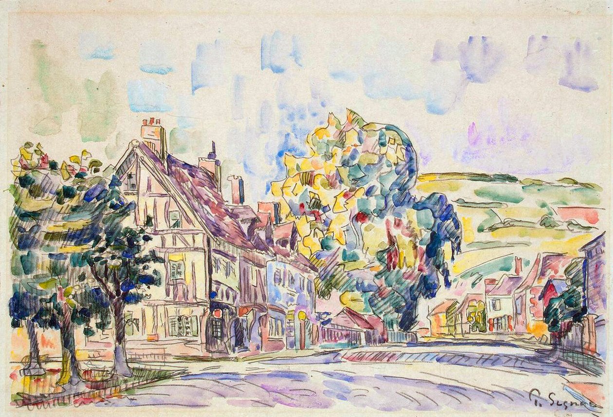 Gata med ett ramhus i Normandie, c1925 av Paul Signac