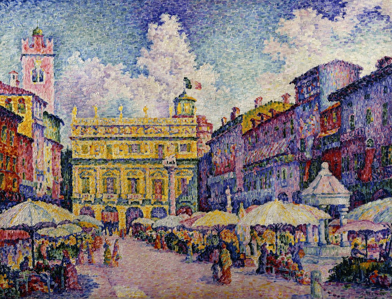 Örtmarknaden, Verona; Place aux Herbes, Verona, av Paul Signac