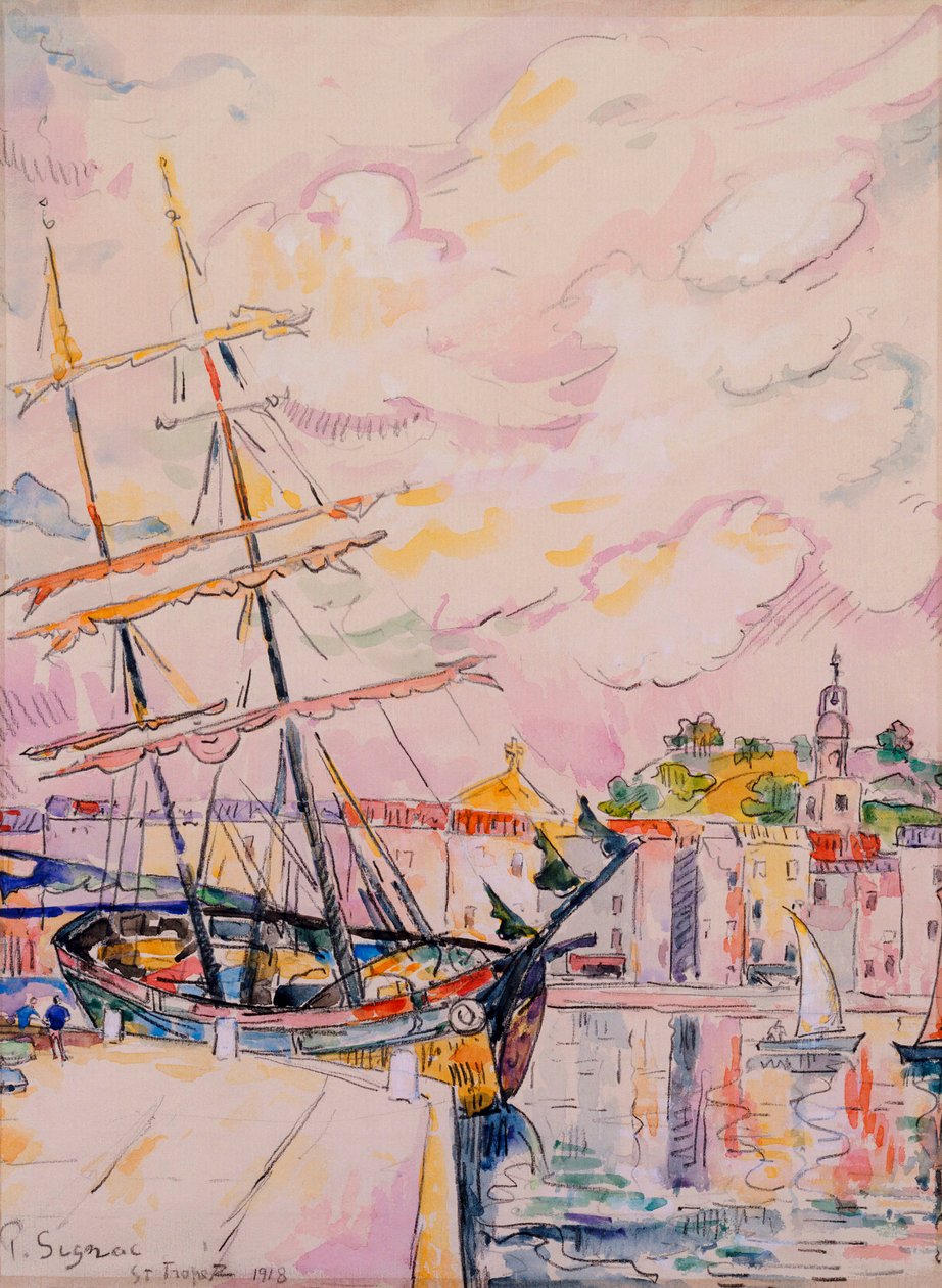 Hamnen i Saint-Tropez, 1918 av Paul Signac