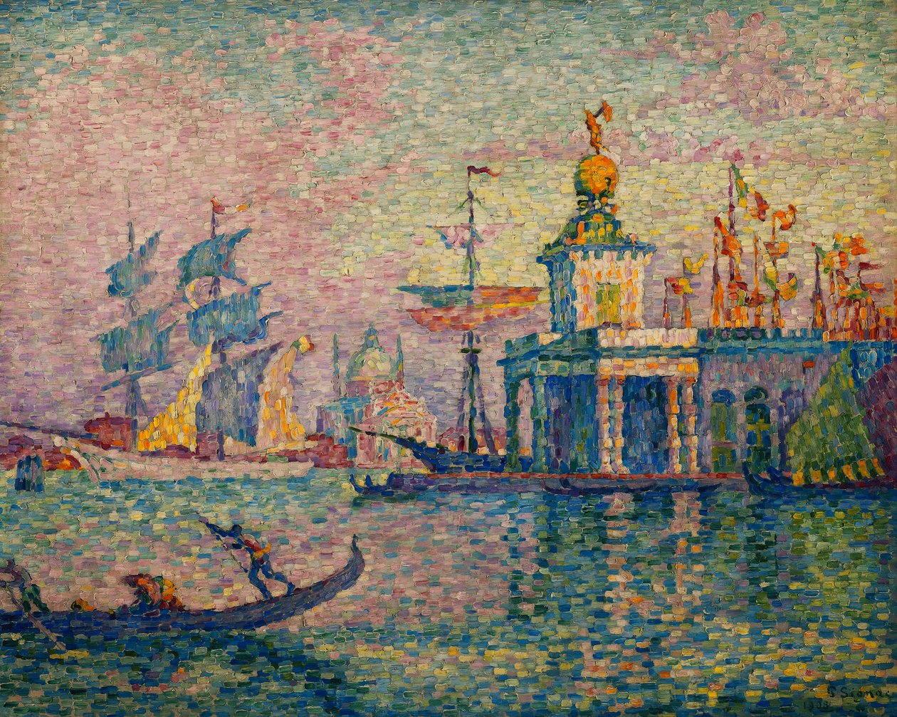 Venedig - Tullhuset; Venedig-Sjötullen, 1908 av Paul Signac