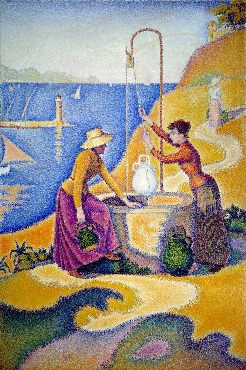 Kvinnor vid brunnen eller Young Provencales vid brunnen. Målning av Paul Signac (1863-1935) av Paul Signac