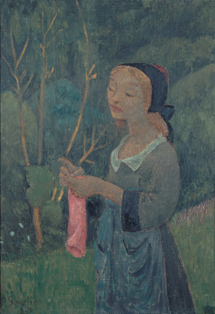 Flicka med en rosa strumpa av Paul Sérusier