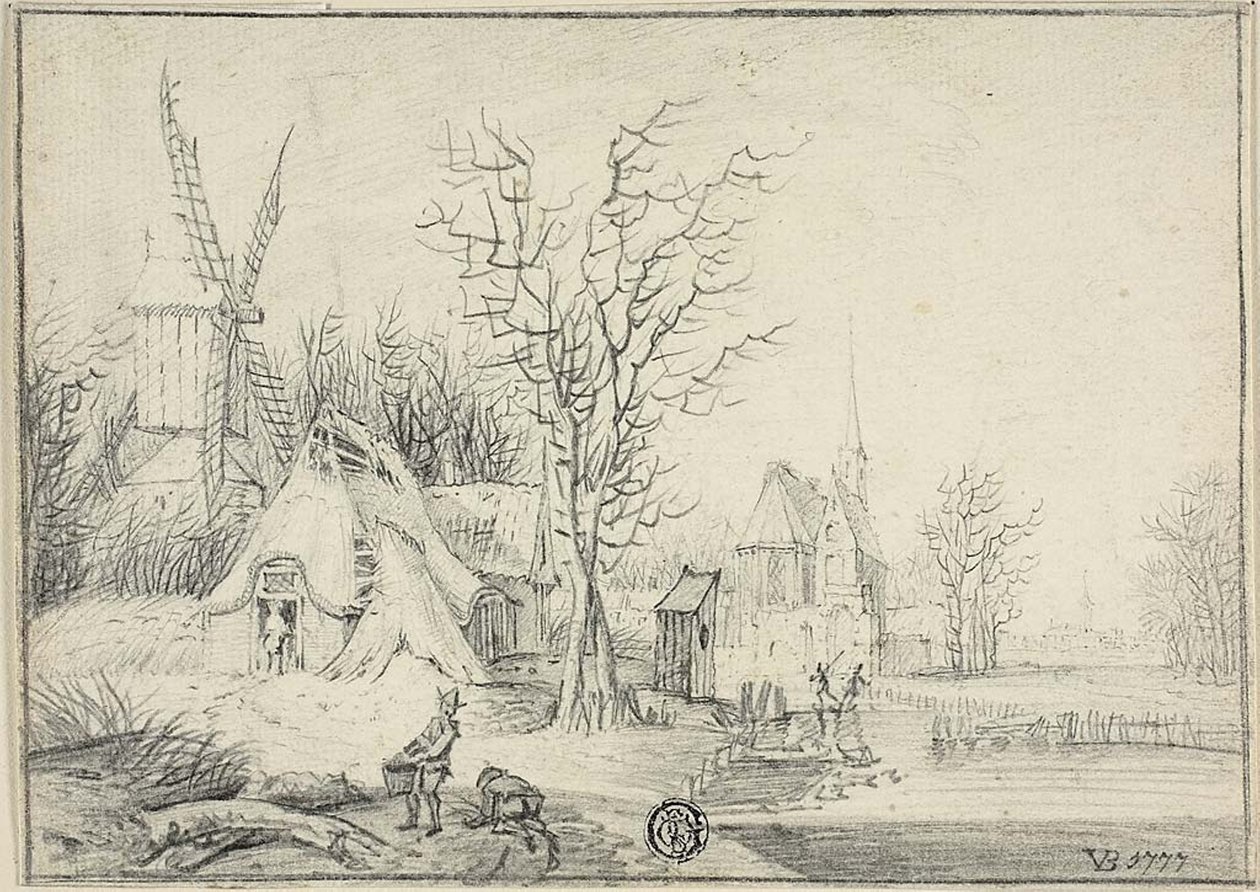By med väderkvarn och kyrka av Paul Theodor van Brussel