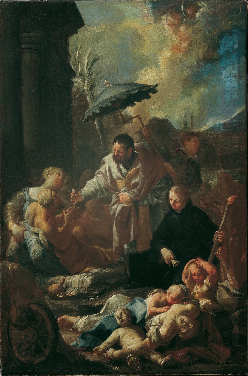 Saint Francis Xavier bland pestoffren i Goa av Paul Troger