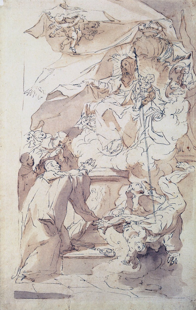 Jungfrun och Jesusbarnet med Sankt Bernard, 1700-talet. av Paul Troger