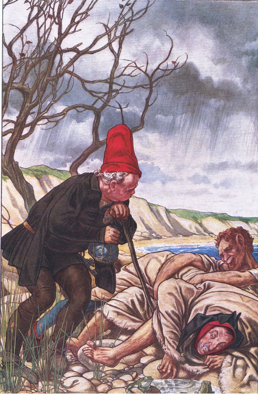 Fyra ben och två röster: A most delikat Monster!, illustration från The Tempest, 1908 av Paul Vincent Woodroffe
