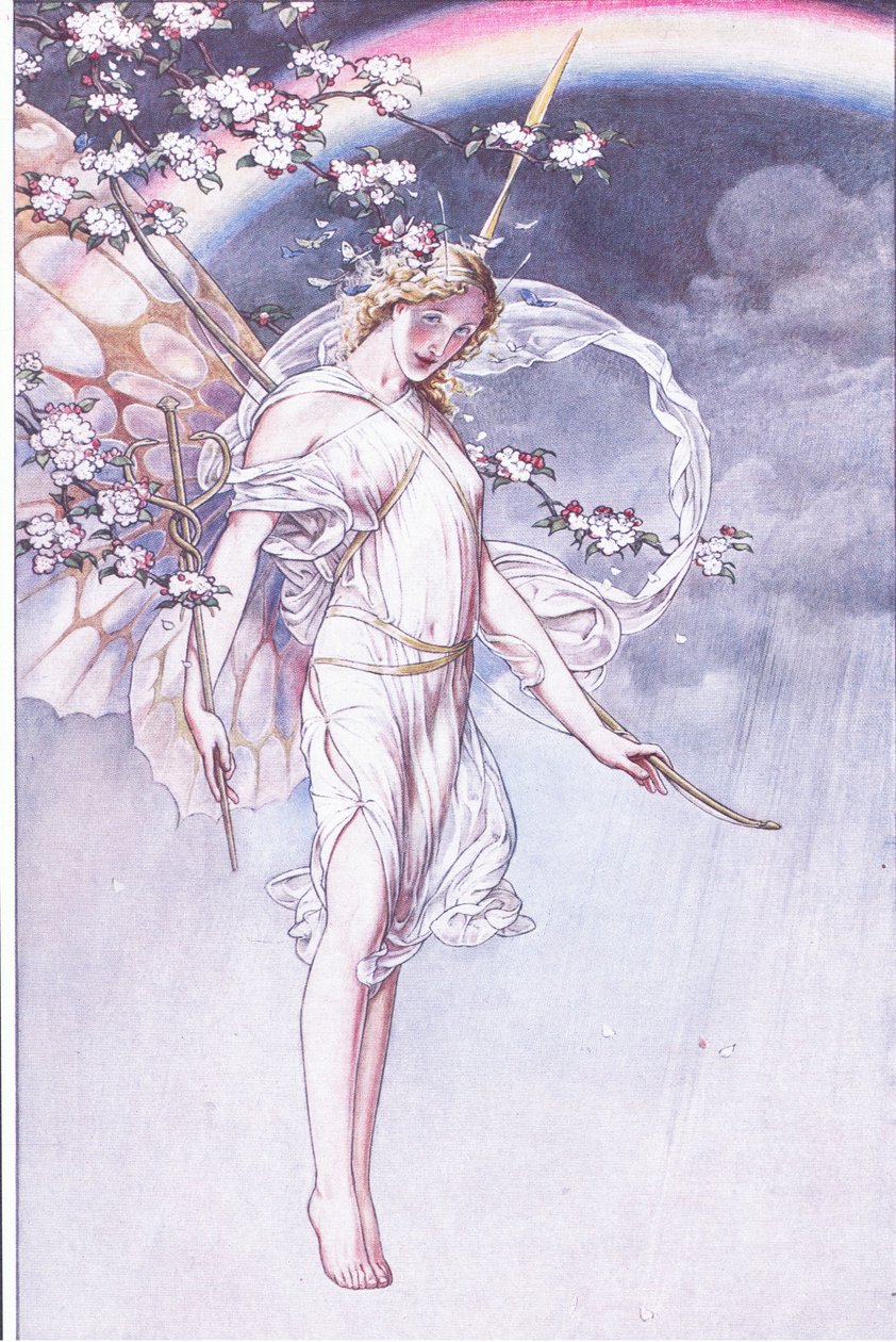 Himlens drottning, vars vattniga båge och röra och jag, bjuder på att lämna dessa, illustration från The Tempest, 1908 av Paul Vincent Woodroffe
