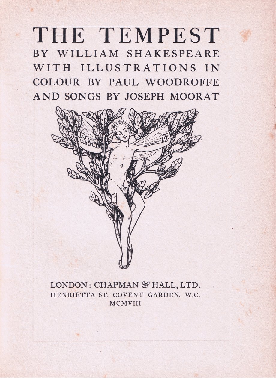 Titelsidesdesign, illustration från The Tempest, 1908 av Paul Vincent Woodroffe