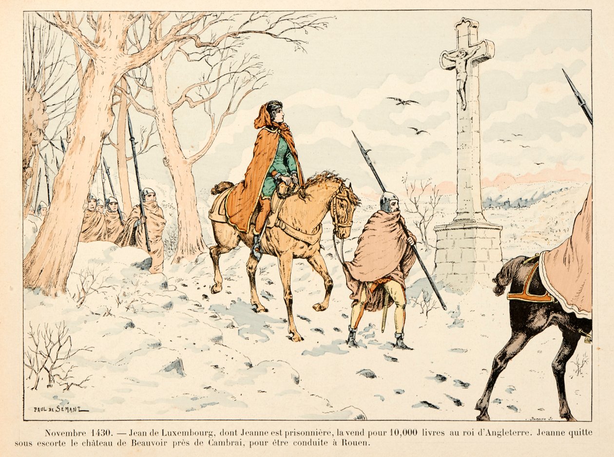 Illustration hämtad från boken "" Joan of Arc "" av Theodore Cahu och illustrerad av Paul De Semant (1855-1915): November 1430 Jean de Luxembourg säljer Jeanne d