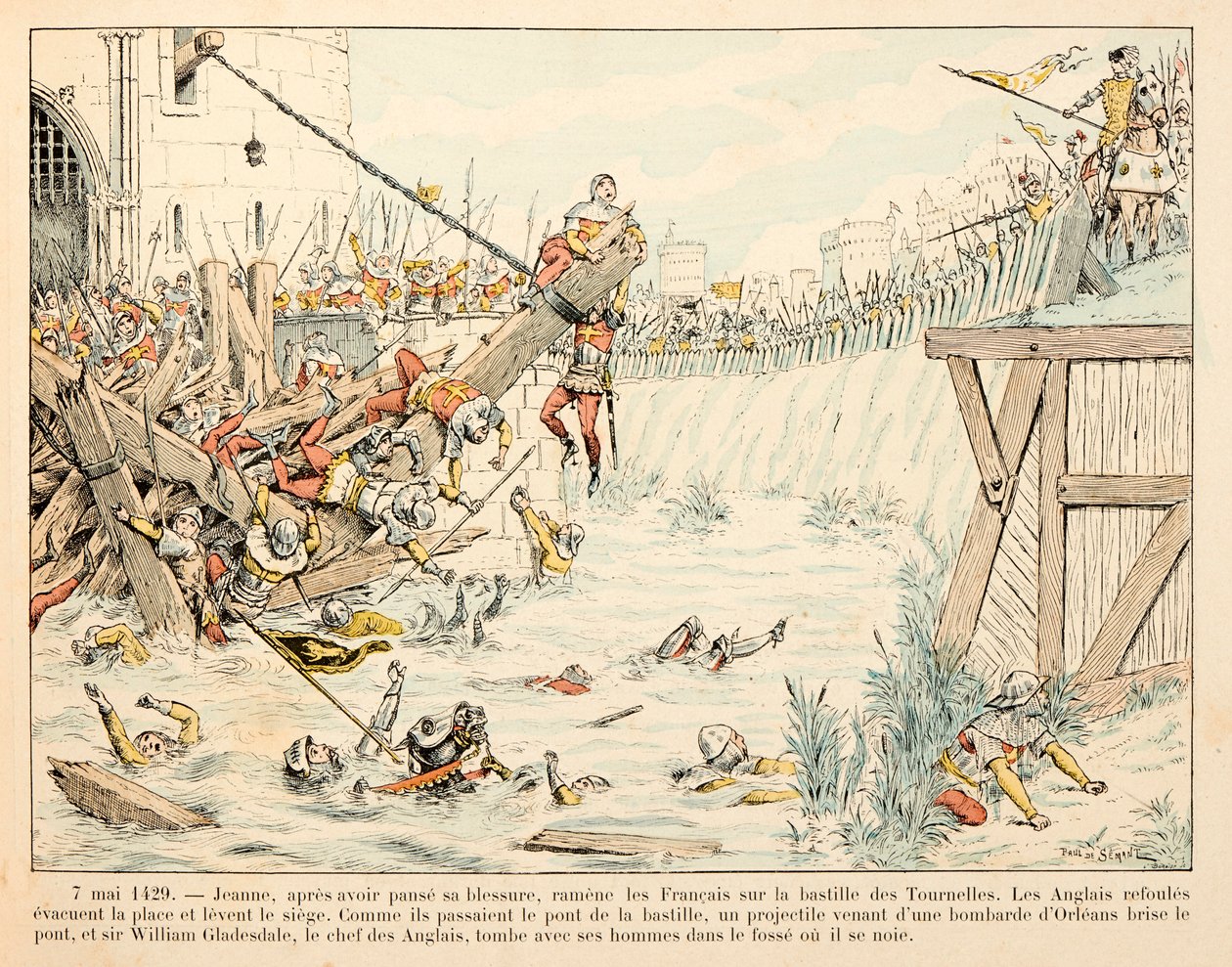 Illustration hämtad från boken "" Joan of Arc "" av Theodore Cahu och illustrerad av Paul De Semant (1855-1915): Den 7 maj av Paul de Semant