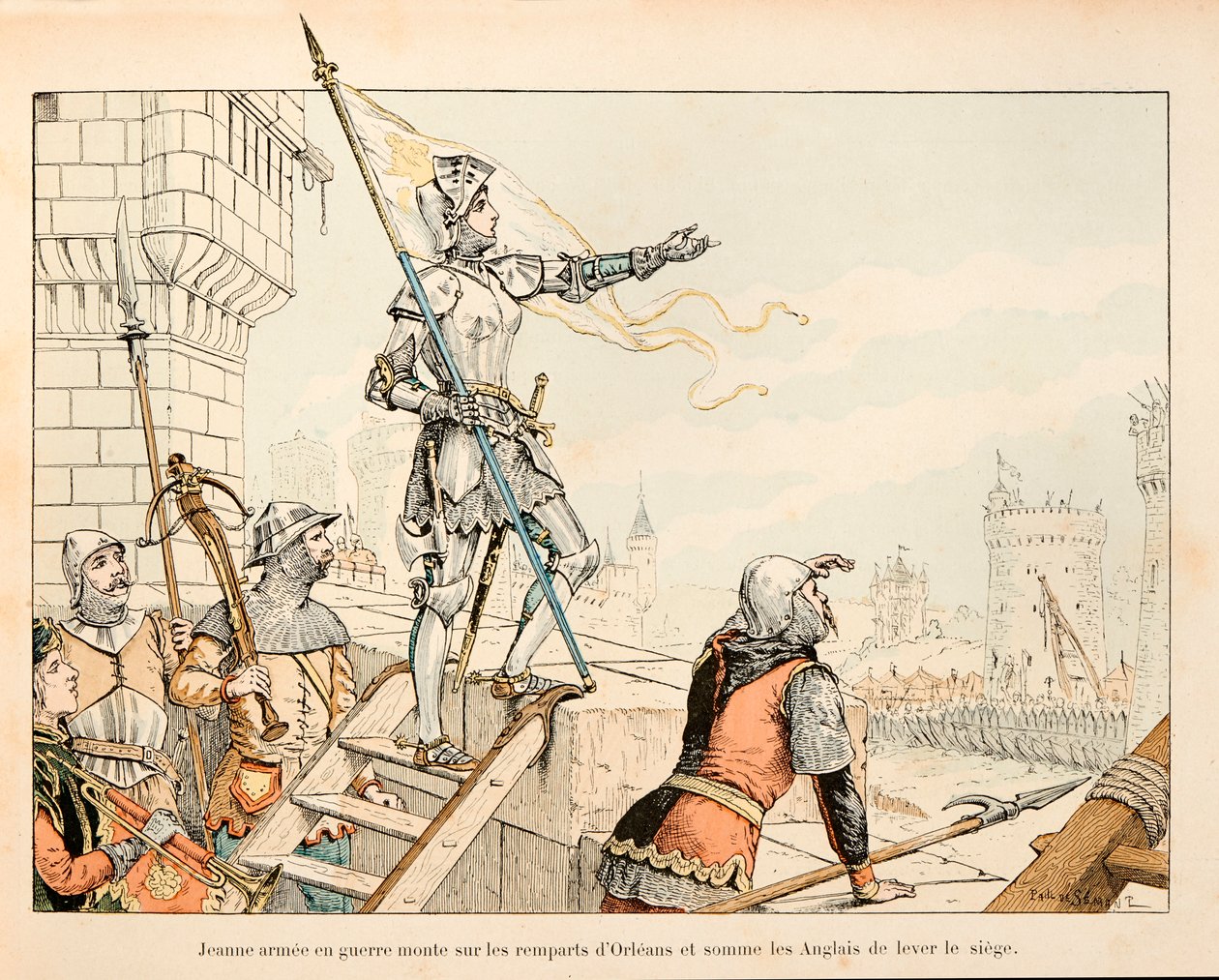 Illustration hämtad från boken "" Joan of Arc "" av Theodore Cahu och illustrerad av Paul De Semant (1855-1915): Jeanne d