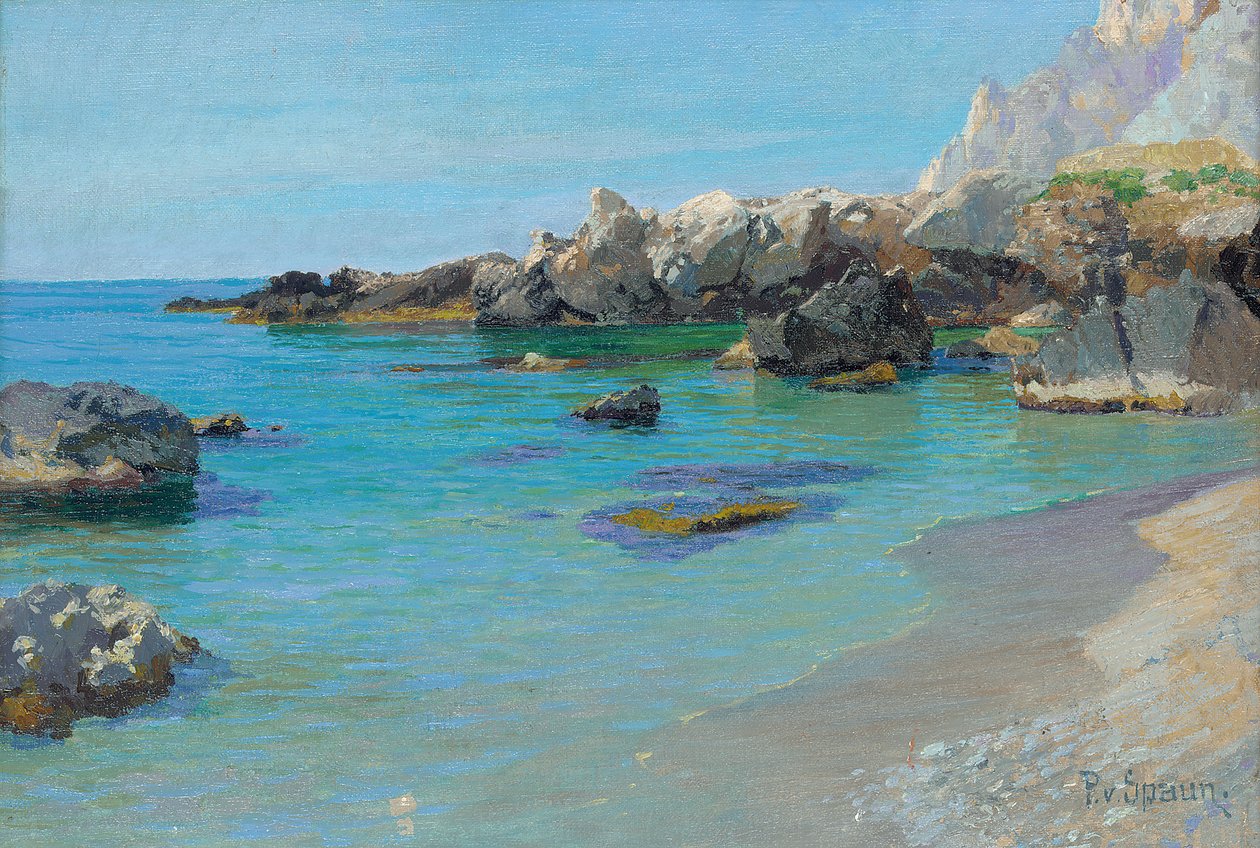 På Capri-kusten (olja på duk) av Paul von Spaun