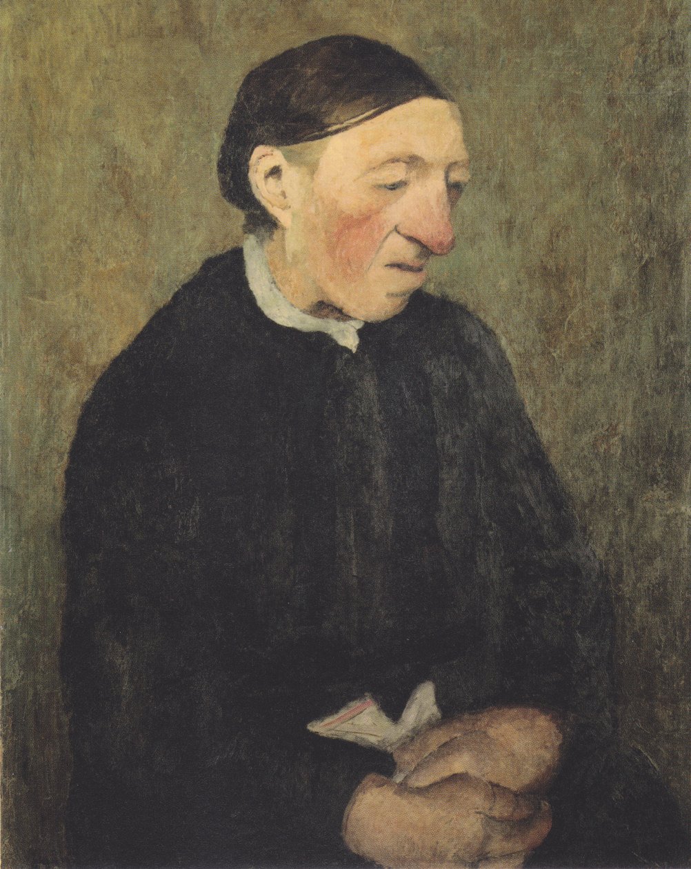 Gammal kvinna med näsduk av Paula Modersohn Becker