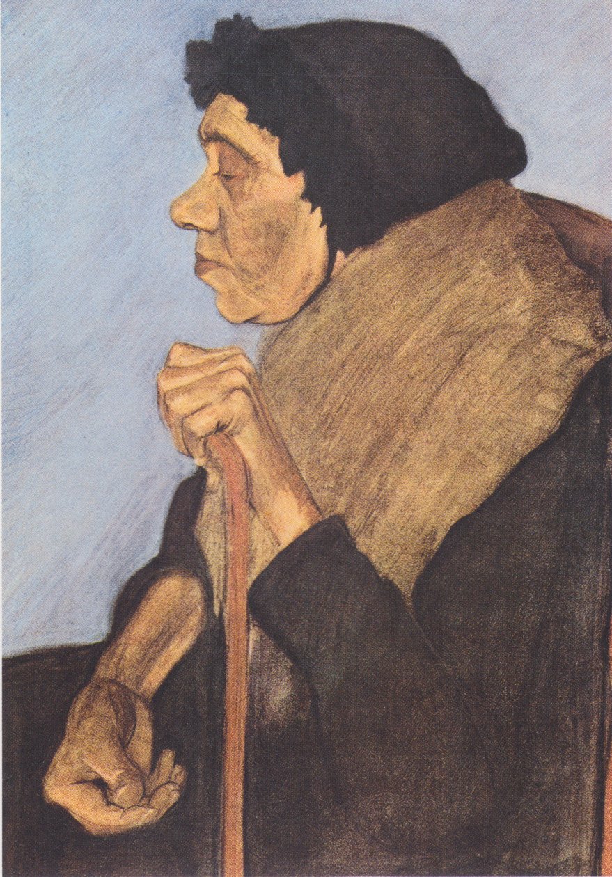 Gammal blind sittande kvinna av Paula Modersohn Becker