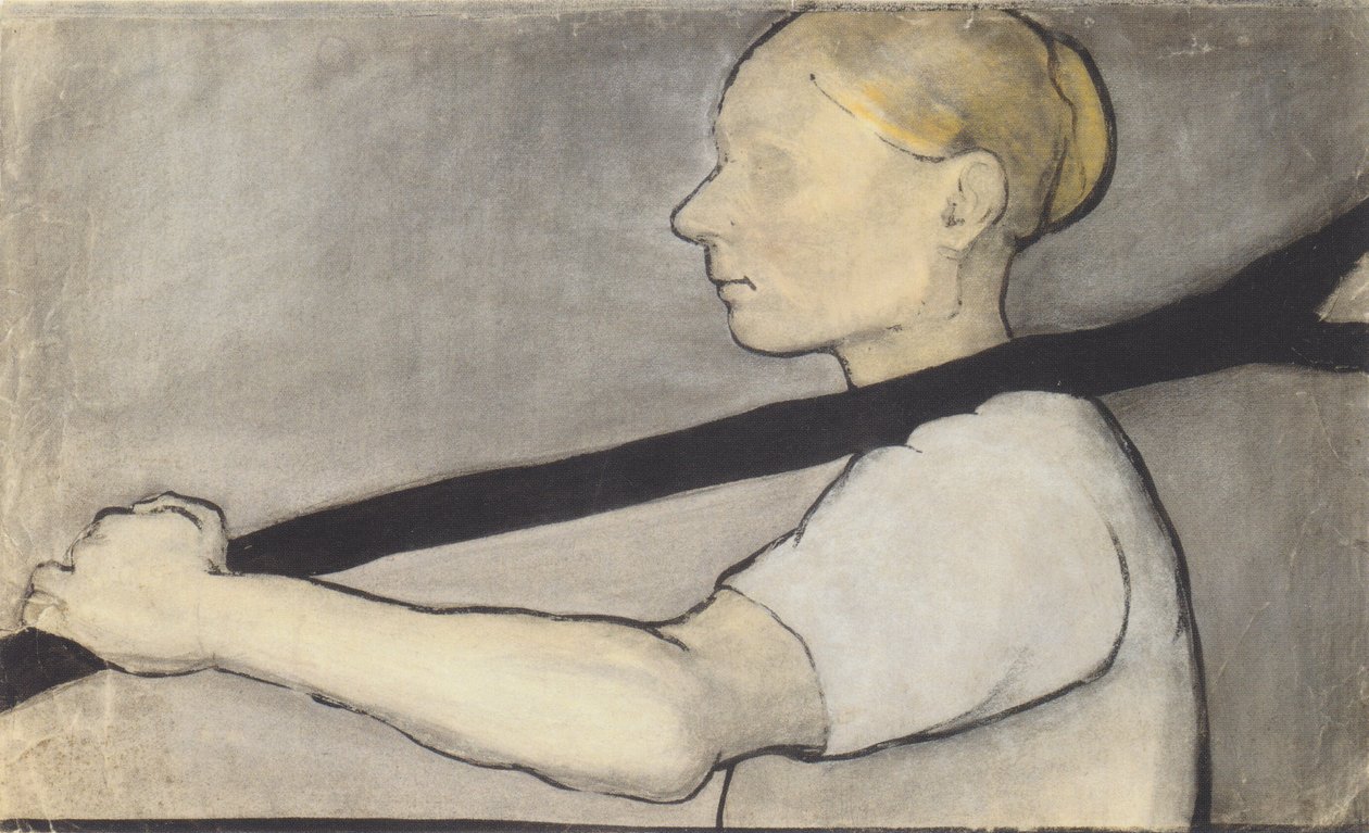 Bondens fru, bär en gaffel av en gren av Paula Modersohn Becker